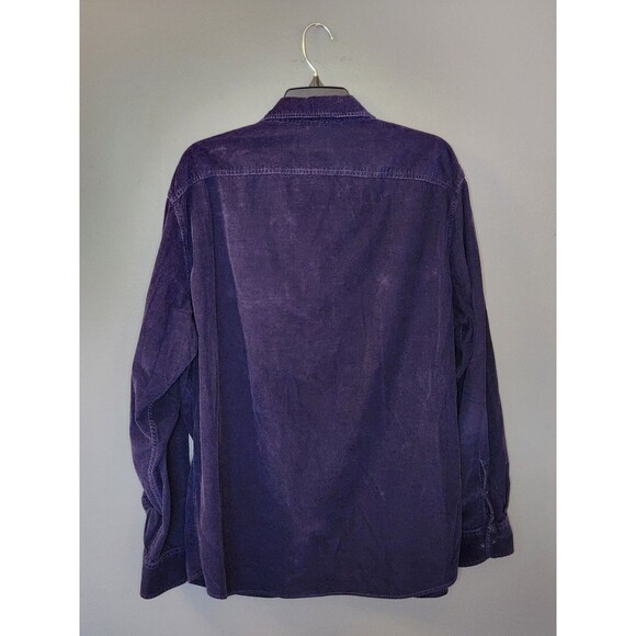 Land's End Corduroy Shirt Men's XL 17-17.5 Blue Long Sleeve Button Up Pockets - Picture 3 of 8